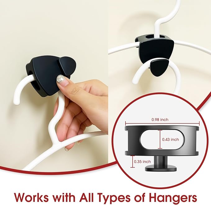 Latoxcaa Space Saving Hanger Hooks 20Pcs, Upgrade Heavy Duty Space Saver Hangers Connector Hooks for Clothes, Premium Hanging Closet Organizer for Dorm, Ganchos para Colgar Ropa, Black