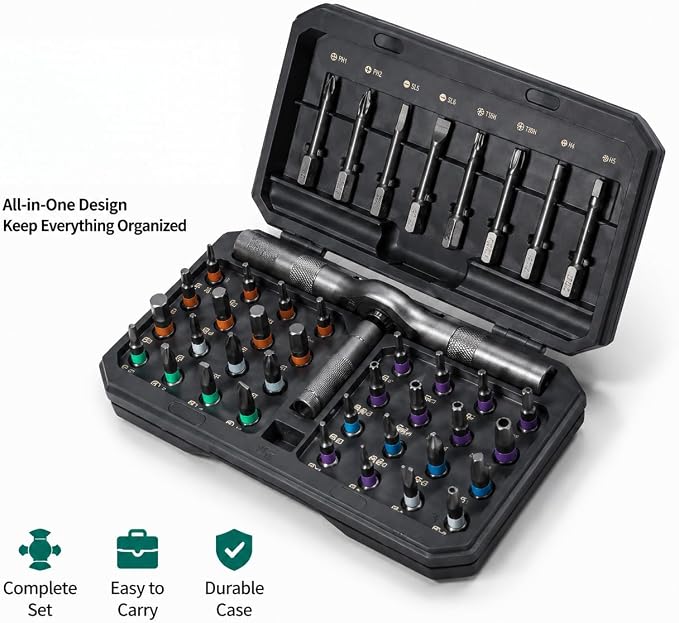 42 in 1 Magnetic Screwdriver Set with Ratchet - Professional Repair Tool Kit with Storage Case for Electronics, Home, DIY Projects - Multi-Bit Precision Screwdriver