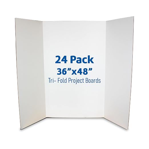 Flipside Products 36” x 48” Project Boards for Presentations, Science Fair, School Projects, Event Displays and Trifold Picture Board, Proudly Made in USA - Clay White - 24 Pack