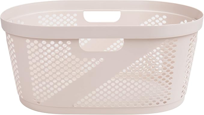 Mind Reader 40L Ventilated Laundry Baskets, Lightweight Clothes Hamper with Cutout Handles for Bathrooms and Closets, Plastic, Set of 2, Ivory