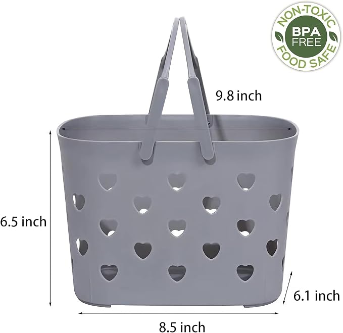 Portable Shower Caddy with handle Plastic Shower Basket Organizer, Grey | Bathroom Caddy Storage Tote Cleaning Supply Caddy for College Dorm, Kitchen, Pantry, Garage