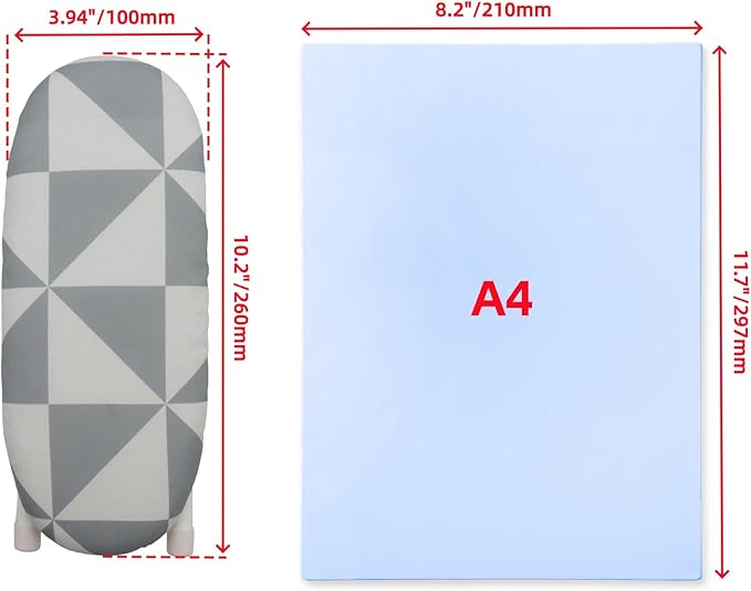Oedema Mini Ironing Board 10.2" Portable Folding Ironing Board Cloth Cover for Collar Cuff Shoulder Corner (Style 3)