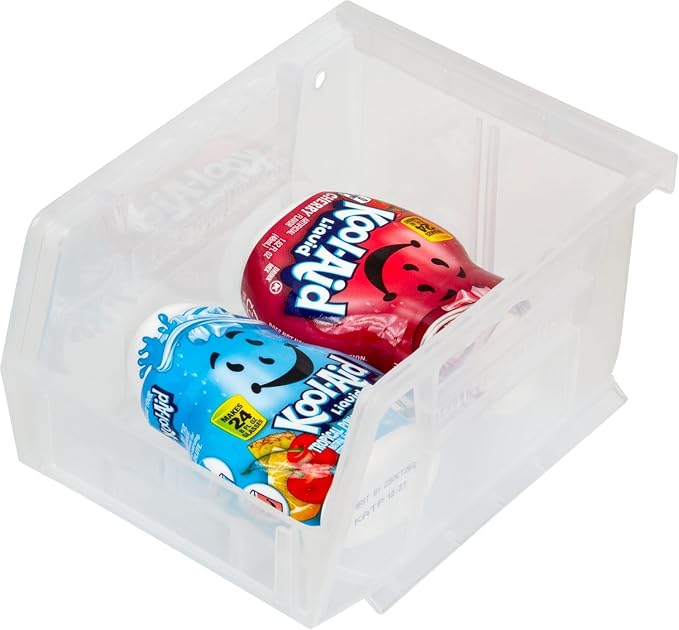 Akro-Mils 30210 AkroBins Plastic Storage Bins, Space-Saving Stackable Bins for Garage, Pantry, Craft Organization, 5" x 4" x 3", Clear, 6-Pack