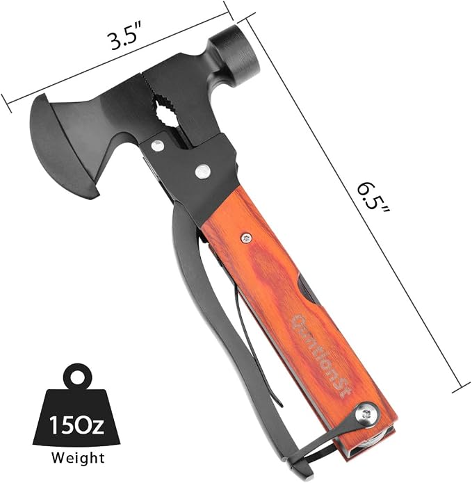 Camping Gear Multitool Axe, Stocking Stuffers for Men, Gifts for Men | Christmas Mens Gifts for Him Dad Husband Teens, 16 in 1 Camping Tool with Hammer,Pliers,Knife,Bottle Opener, Cool Gifts Idea