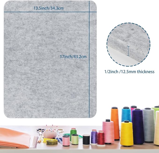 Pressing Mat Portable Felted Ironing Board, 1/2 Inch Thick Retains Heat Pad for Quilting Supplies Sewing Notions DIY Crafts (17 X 13.5 Inch)