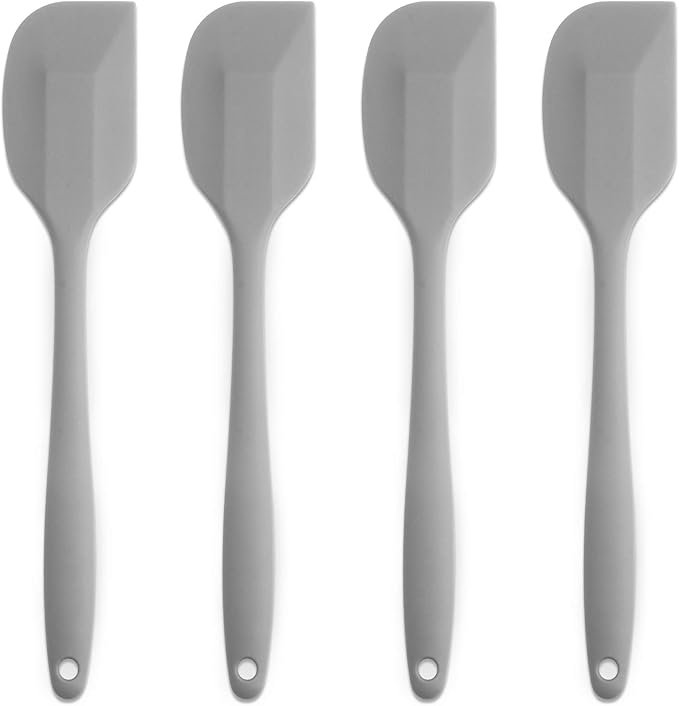 Silicone Spatula 4-piece Set, Heat-Resistant Non-stick Rubber Spatulas with Stainless Steel Core, Grey (Pack of 2)