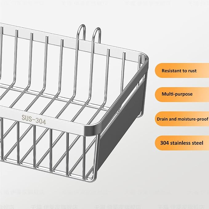 304 Stainless Steel Utensil Drying Rack/Chopsticks/Spoon/Fork/Knife Drainer Basket Flatware Storage Drainer (Square)