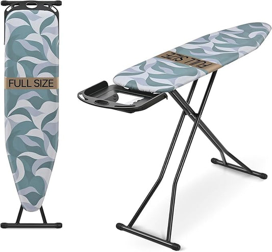APEXCHASER Foldable Ironing Board Full Size, Iron Board with Heat Resistant Cover, Iron and Ironing Boards Set with 7-Lever Height Adjustable, Iron Table Stand with Non-Slip Metal Legs 14x54,Blue