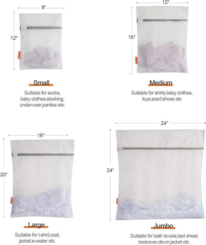 Diamond Mesh Laundry Bags 3 Pack (Large, Medium, Small) | Heavy Duty Mesh, Durable Zipper, For Delicates, Lingerie, Bras, Underwear, Protect Garments in Washing Machine
