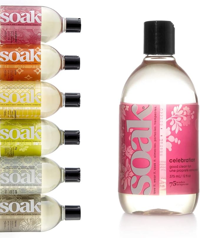 Soak Laundry Soap – No Rinse, Plant Derived Hand Wash Detergent - 375 ml / 12 fl. oz, 75+ Washes (Celebration)