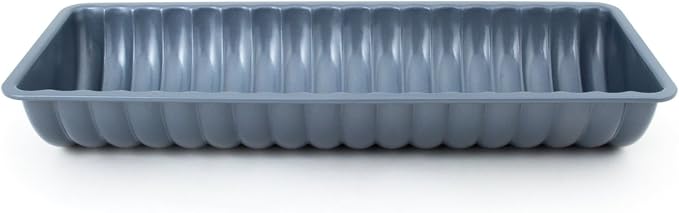 Fox Run Non-Stick Cake Pan, Rehrucken/Almond Cake Loaf Pan 4.75" x 12.25" | Long Cake Pan | Fluted Loaf Pan | Easy Release Nonstick Loaf Cake Pan | Baking Gadget | Yule Log & Almond Baking Tin