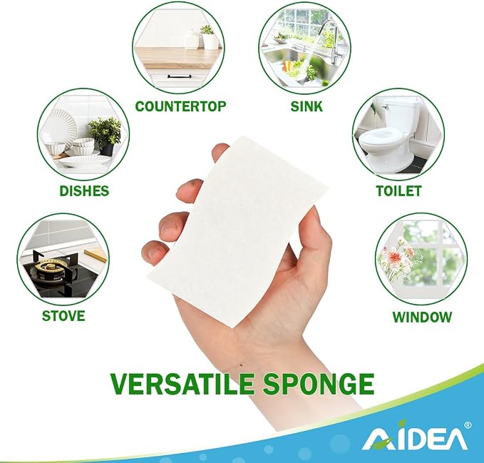 AIDEA Non-Scratch Scrub Sponge-24Count, Sponges Kitchen, Sponges for Dishes | Cleaning Sponge for Non-Stick Cookware, Cleaning Power for Kitchen, Bathroom, Household