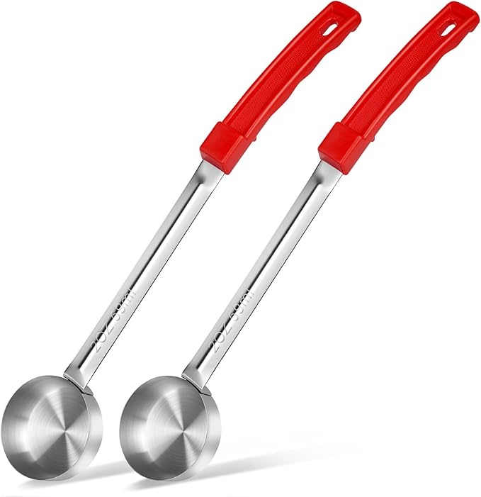 2 Ounce Solid Stainless Steel Portion Control Ladle Spoon - 2Pcs Pizza Sauce Serving Spoons Portion Ladle for Sauces, Perfect for Weight Watchers, Buffets, Parties