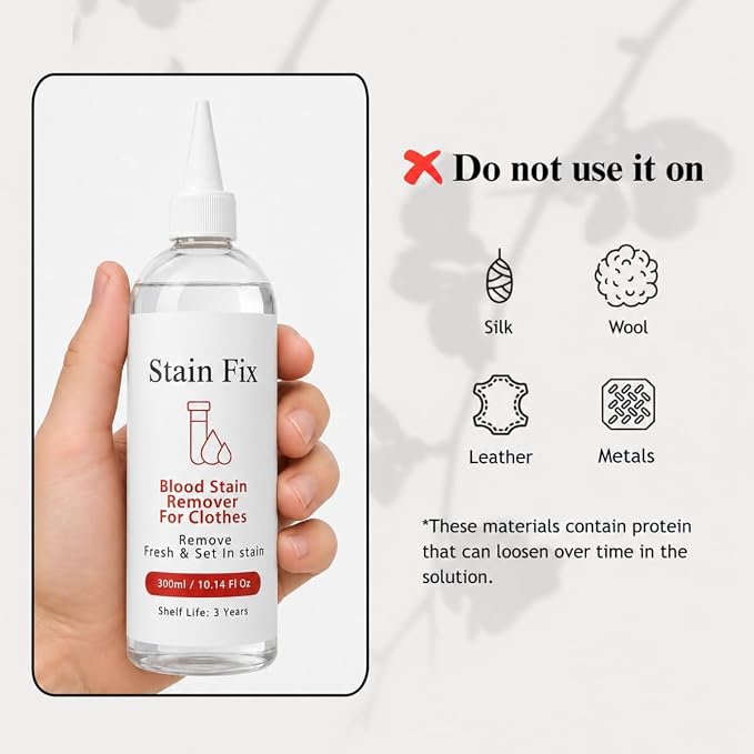 Blood Stain Remover for Clothes (10.14oz) | For Mattress, Sheets & Fabric – Enzyme Formula for Fresh, Dried & Menstrual Period Blood Stains