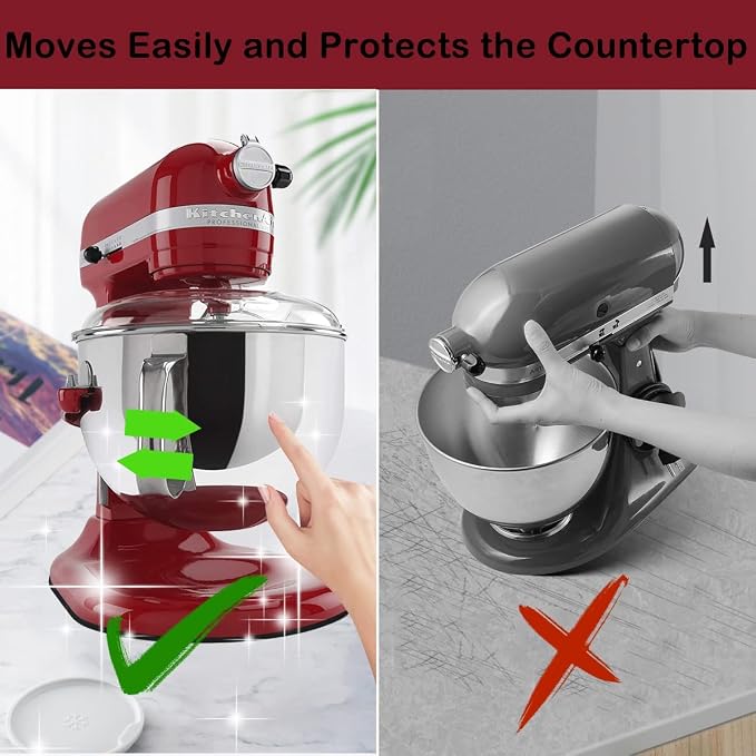 Mixer Sliding Mats for Stand Mixer With 2 Black Mixer Accessories,Mixer Slider Mat Compatible with 5-8QT Bowl-Lift Stand Professional Mixer