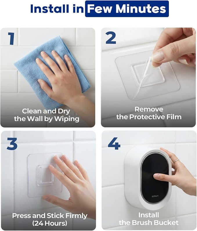 SOPAMI Disposable Toilet Brush and Holder Set with 16 Refills for Bathroom | Disposable Toilet Cleaning System,Toilet Wand Kit,Wall-Mounted or Floor-Standing Holder Toilet Cleaning Stick Touch Free
