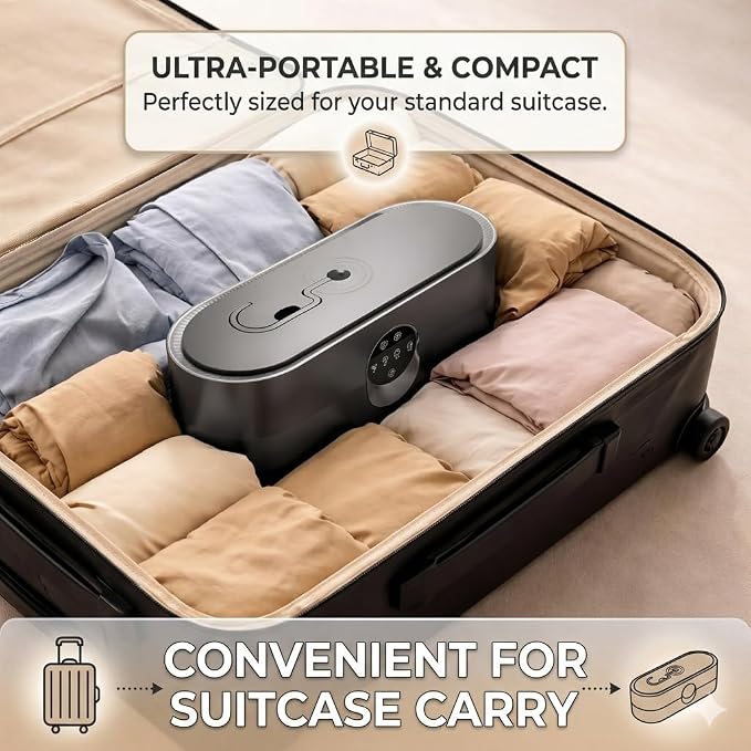 Portable Clothes Dryer for Upto 12 Clothes with Remote Control Compact Form | Compact Dryer for Clothes Apartment, RV, Travel Built-in LED UV, Adjustable 8-Hour Timer with Fast-Drying Stress-Free Setup