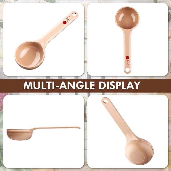 Teenyyou 20 Pcs Foodservice Products Measure Spoon with Short Handle 2 Ounces Measuring Scoop Food Grade Solid Portion Control Spoon for Oatmeal Creatine Coffee Grains Spices Powders