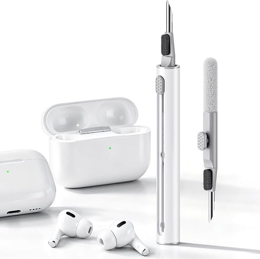 Hyashee Cleaner Kit for AirPods Pro 3/2/1, 3-in-1 Earbud Cleaning Pen with Metal Tip, Soft Brush & Flocking Sponge, Cleaning Tool for Wireless Earbuds, Charging Case, Phone, Keyboard & Electronics