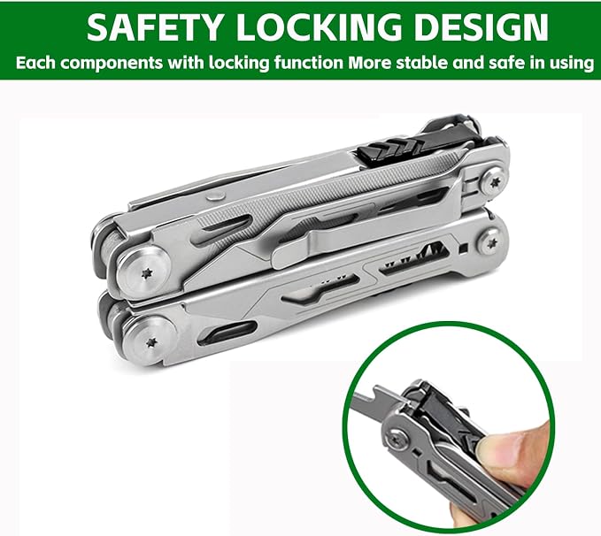 Multitool with Pocket Knife,28-in-1 Stainless Steel Needle Nose Pliers