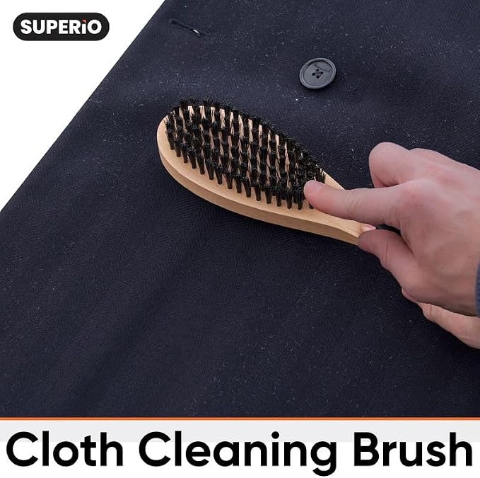 Superio Lint Brush for Clothes,6-Pack,3 in 1 Garment Brush - Double Sided Wood Handle,Clothes Brush,Lint Brush for Suit,Wool Coat,Removes Pet Lint and Dust and Shoe Horn