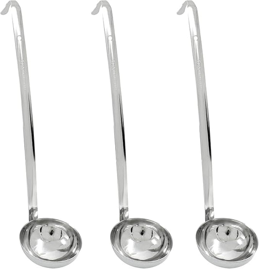 Piutouyar 3 Pcs 4 oz Soup Ladle Set, Stainless Steel Ladle with Long Hooked Handles Kitchen Cooking Serving Ladle Accessories for Cooking Soup Sauce Stews