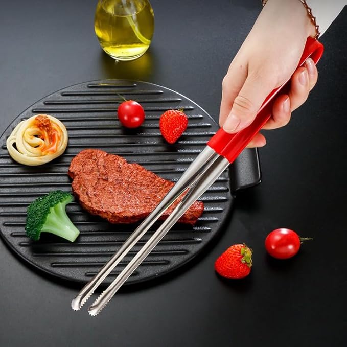 4Pcs Stainless Steel Kitchen Tongs Grill Tongs, 11.5" and 13.5" Metal Food Tongs, Non-Slip Comfort Handles, High Temperature Resistant Barbecue Tongs