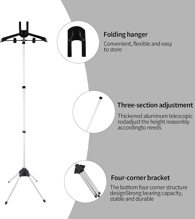 Garment Steamer Rack with Adjustable Hanger Stand for Clothes, Reinforced Water Bladder, Steam Deck Stand, Drying Rack, Blue Ironing Glove Included, Foldable Garment Steaming Stand