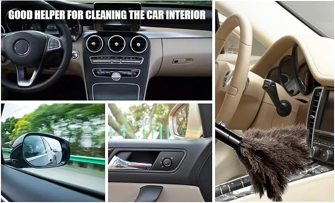 Retractable Ostrich Feather Duster for Cleaning, 15 Inch Fluffy and Natural Feather Duster with Retractable Handle， Reusable Eco-Friendly Handheld Cleaning Supplies (10 pcs)