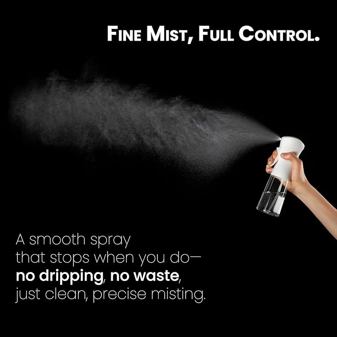 Mistifi Continuous Mist Spray Bottle – Ultra Fine Refillable Water Mister for Hair, Plants, Cleaning, Skincare, Salon & Home Use　(500ml 2Pcs, Transparent bottle)