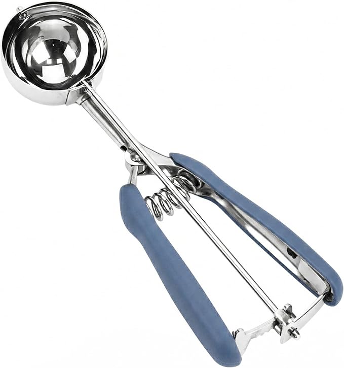 Ice Cream Scoop, Cookie Scoop, 3 Tbsp/ 45 ml/ 1.5 oz Cookie Scoops for Baking, 18/8 Stainless Steel Cookie Scooper for Baking, Ice Cream Scooper with Trigger Release, Cookie Dough Scoop (Blue Gray)