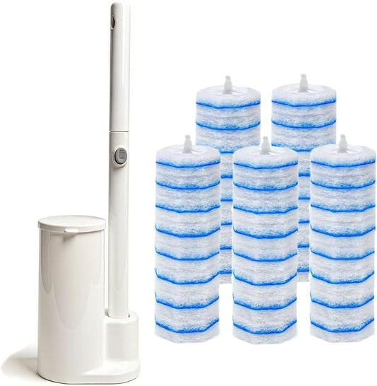 Disposable Toilet Brush Cleaning System with 50pcs Toilet Bowl Wand Refills for Clorox Toilet Bowl Wand Kit,Wall Mounted Disposable Toilet Bowl Brush and Holder Set for Bathroom Cleaning