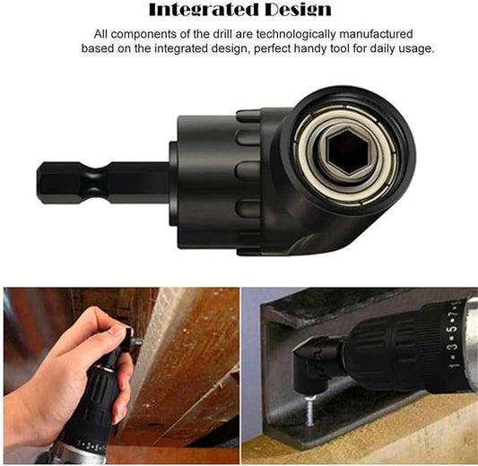 CIGOTU Right Angle Drill Adaptor,4-in-1 Impact Drill Bit Extension,360° Rotatable 1/4 3/8 1/2" Impact Grade Socket Adapter Set,105 Degree Angle Screwdriver Drill Bit for Household Workplace Industry