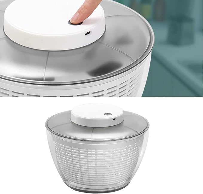 Fdit Vegetable Washer Dryer Drainer, Salad 500RPM Electric for Kitchen (6000ML 27x27x17cm/10.6x10.6x6.7in)