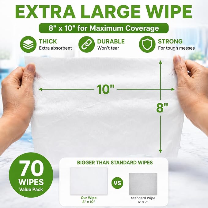 Air Jungles All Purpose Cleaning Wipes 140 Count, XL 8x10 Inch | Heavy Duty for Car Interior, Kitchen, Bathroom, Gym Equipment, Tools, Non-Toxic Safe For Multi-Surface