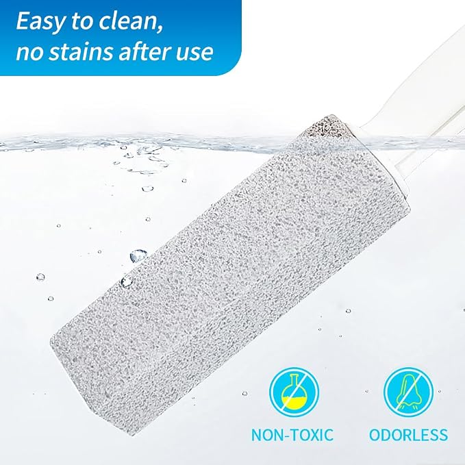 4TH Pumice Stone for Toilet Bowl Cleaning,Pumice Stick with Handle,Cleans Away Limescale Stain,Hard Water Rings, Calcium Buildup,Iron and Rust. Remover for Tile/Bath/Kitchen/Household - 2 Piece