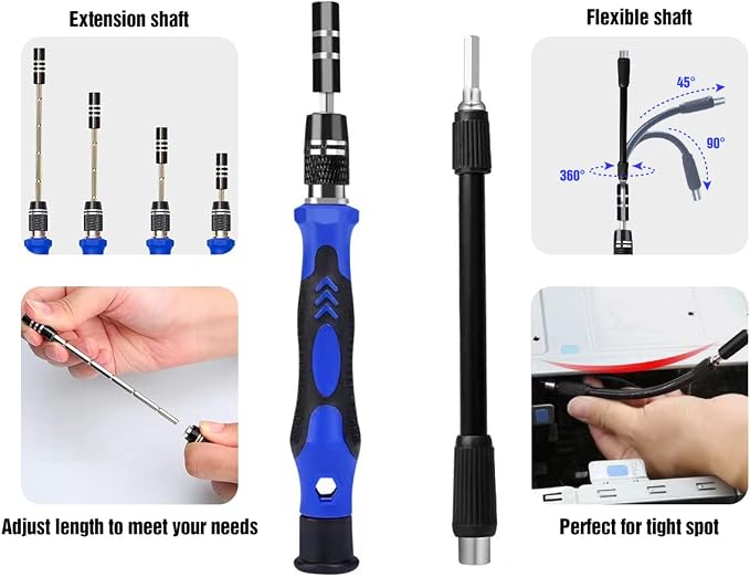 142 IN 1 Professional Computer Repair Tool Kit, Precision Screwdriver Set with 120 Bits Magnetic Repair Tool Kit for iPhone, MacBook, Computer, Laptop, PC, Tablet, PS4, Game Console, and Others | 120 Bits Magnetic Repair Tool Kit for iPhone,MacBook,Com...