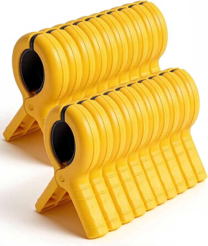 20 Pack Beach Towel Clips Heavy Duty Large Beach Essentials Chair Pool Clip | Yellow Clips with Strong Grip, Silicone Protection, Rust Resistant Spring, Multi-Use for Beach, Boat, Cruise & Outdoors