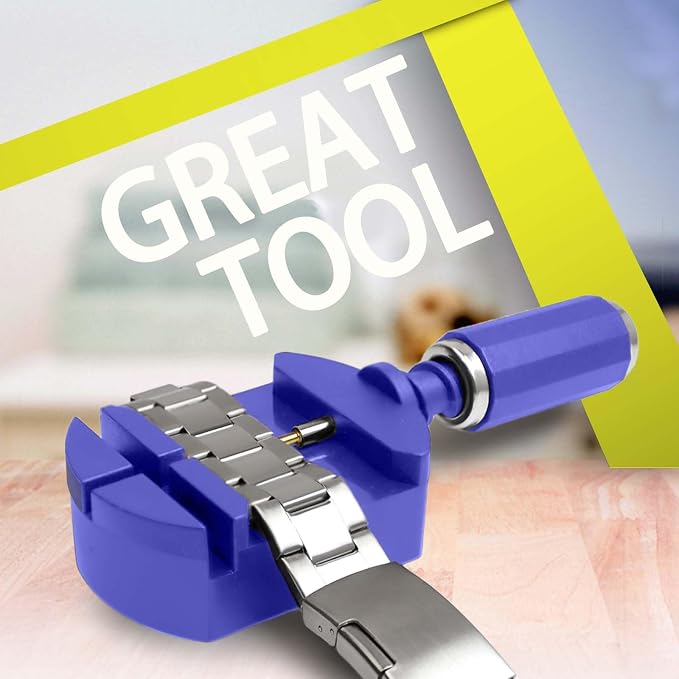 GLDCAPA Watch Link Removal Kit, Watch Band Sizing Tool for Watch Strap Adjustment, Watch Pins Replacement, Watch Hammer, Spring bar (Blue)
