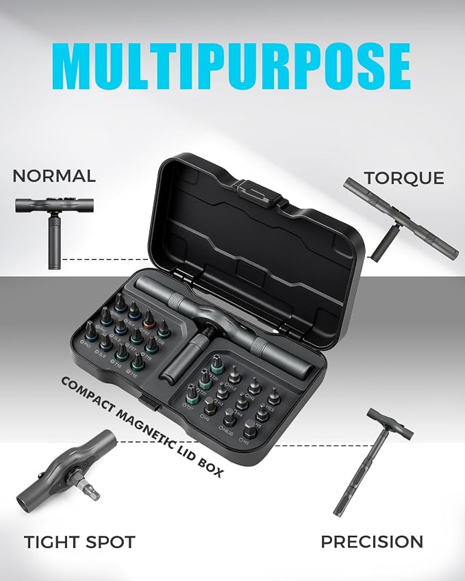 Ratchet Screwdriver Set, magnetic Screwdriver sets, S2 Steel Bits, DIY Combination Flexible Shaft, Suitable for Furniture Assembly, Precision Electrical Appliance Repair, Bicycle Tools