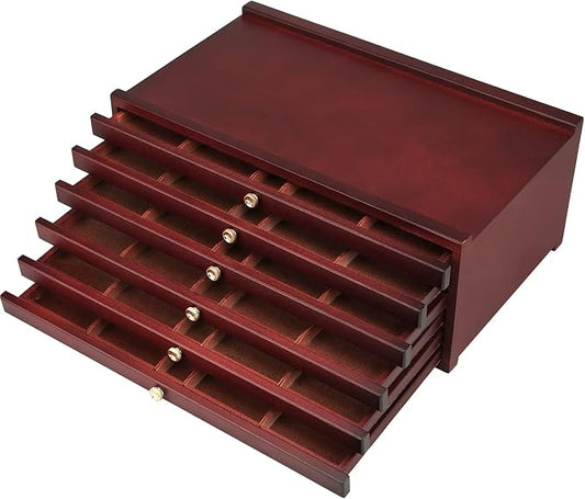 MEEDEN 6-drawer Wood Artist Supply Storage Box, Portable Beechwood Multifunctional Pencil Brush Organizer Wood Box with Drawer&Compartments for Pastels, Pencils, Pens, Makeup Brushes(Deep Walnut)