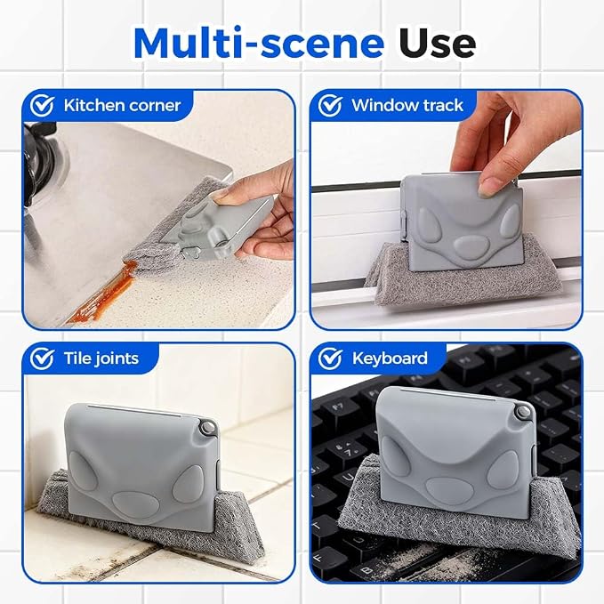 Magic Window Track Cleaner, 2026 New Window Track Cleaner Brush, Windows Cleaning Brush, Multi-Functional Cleaning Tools for Sliding Door, Sill, Tile Lines (Grey 2PCS)