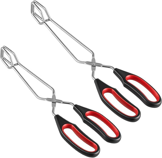 2-Pcs Stainless Steel Scissor Tongs, 9.25-Inch and 11-Inch set Kitchen cooking grilling tongs