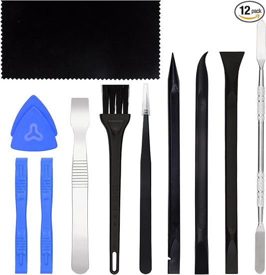 STREBITO Spudger Pry Tool Kit 12 Piece Opening Tools, Metal Spudger Tool | Cleaning Cloth, Prying Cleaning & Open Tool for iPhone, Laptop, iPad, Cell Phone, MacBook, Tablet, Computer, PS4, Electronics
