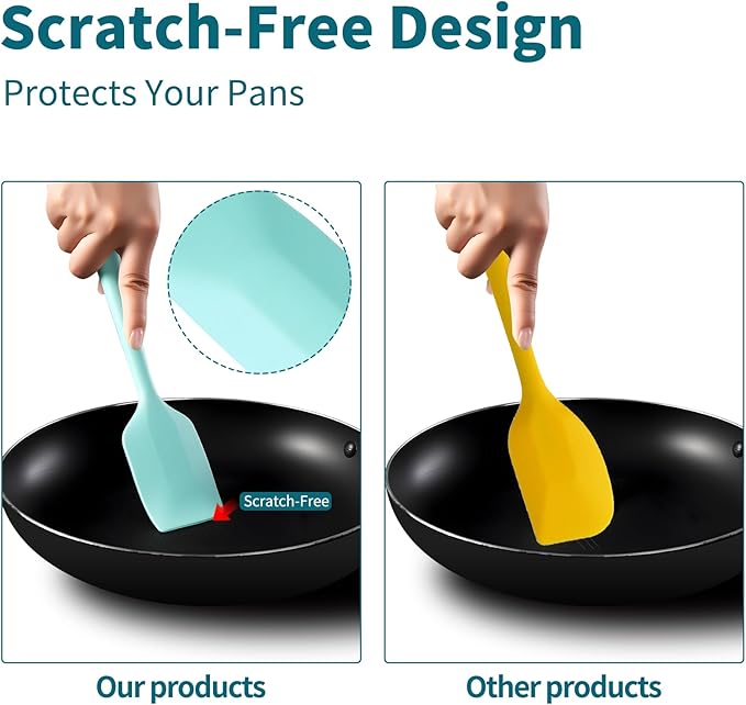 5-Piece Silicone Spatula Set–Food Grade Material, Withstands Extreme Heat Up to 600°F, Comfortable Ergonomic Grip for Safe and Easy Baking, Cooking, and Nonstick Pan Use, Dishwasher Safe