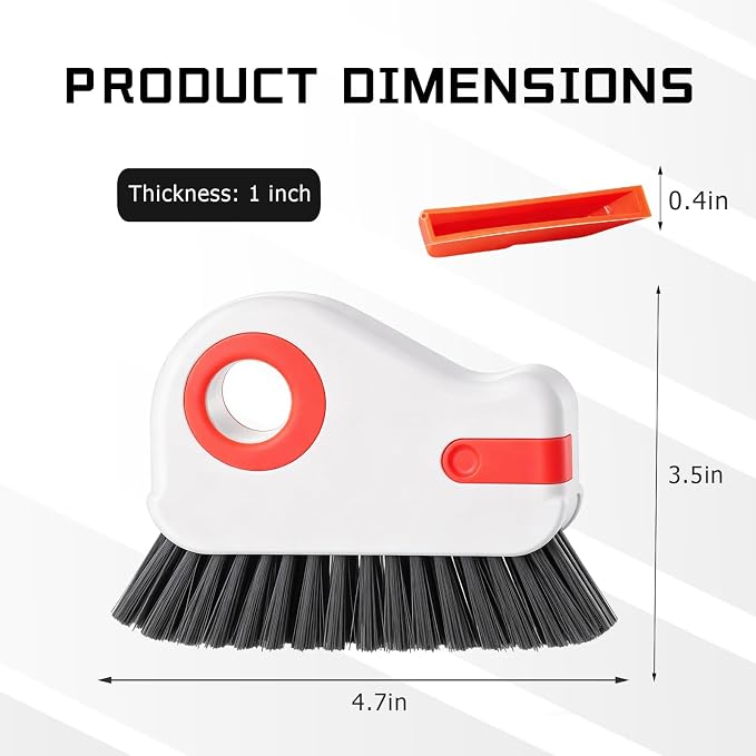 2 PCS 2 in 1 Groove Cleaning Brush, Multifunctional Window Track Cleaner with Hidden Scraper, Hard Bristle Grip Brush Sliding Door Cleaning Tool for Vehicle Home Office (Orange)