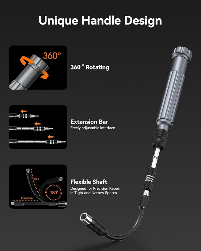 LIFEGOO Precision Screwdriver Set, 150 in 1 Magnetic Screwdriver Set with mini built-in box, Repair Tool Kit for Computer, Laptop, iPhone, Macbook, PC, PS5, Xbox Controller, Jewelers, Glasses Orange