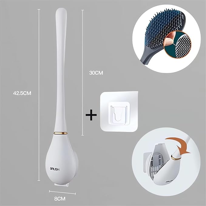 Modern Flexible Silicone Toilet for Home 2025 New Silicone Toilet Brush and Holder Set Wall Mounted Cleaning Kit with Dispenser Flexible & Hygienic Bathroom Scrubber for Home (Blue)