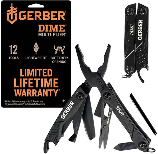 Gerber Dime 12-in-1 Mini Multitool Pliers, Pocket Knife,Bottle Opener,Black