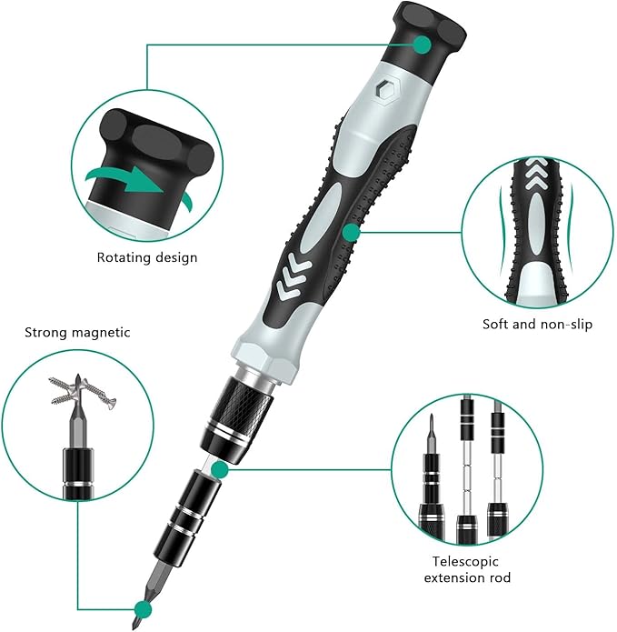 ORIA Precision Screwdriver Set, 132 in 1 Screwdrivers Kit with 108 Screwdrivers Bits, Upgraded Repair Tool Kit, Color Coded Screwdriver Set with Extension Rod for Phone,Eyeglass, Watch